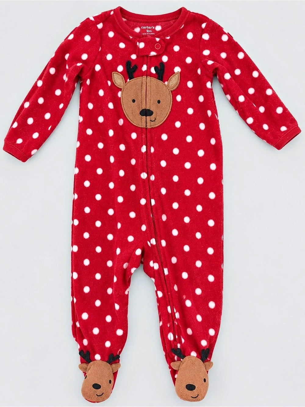 💛⚡️PICK 5/ $20 - Carter's Reindeer Polka Dot Footie Baby 9M